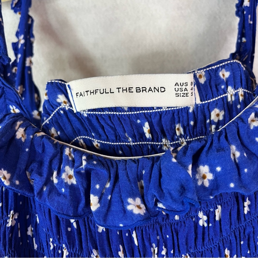 Anthropology Faithful The Brand Del Mar Mini Dress Blue Floral NWOT Small - Picture 6 of 8